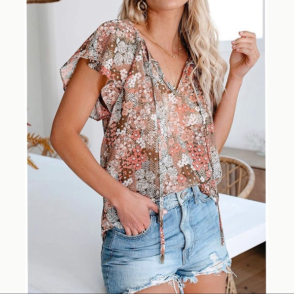 Jennie Floral Printed Boho Top - Picture 3 of 6